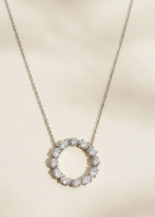 Radiant Halo Diamond Simulant Necklace