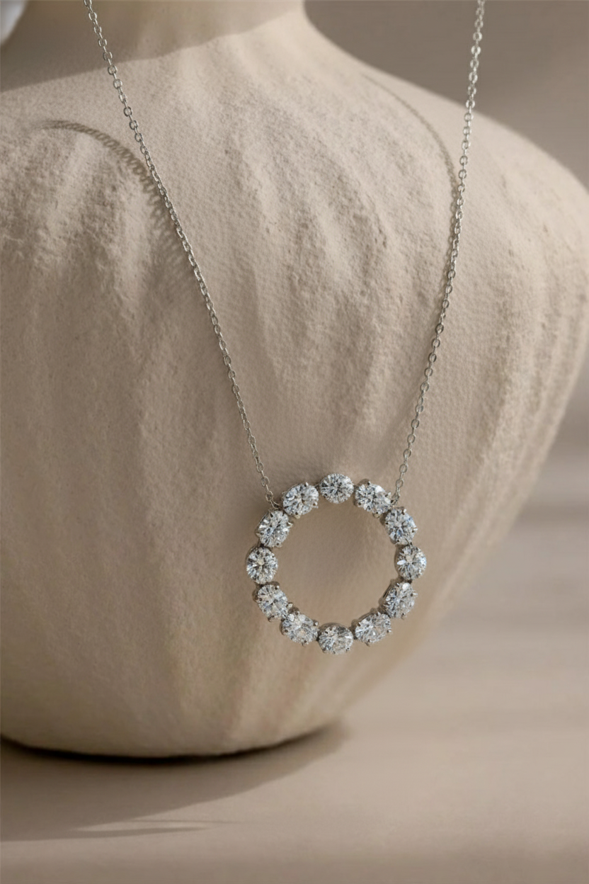 Radiant Halo Diamond Simulant Necklace