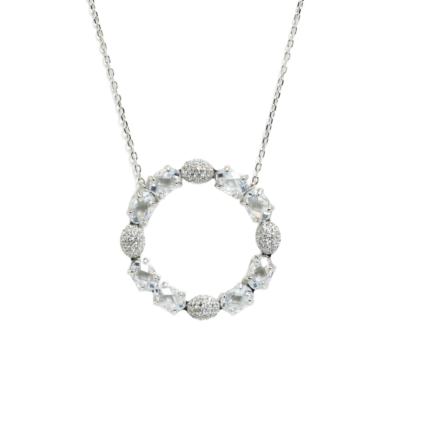 Radiant Halo Diamond Simulant Necklace