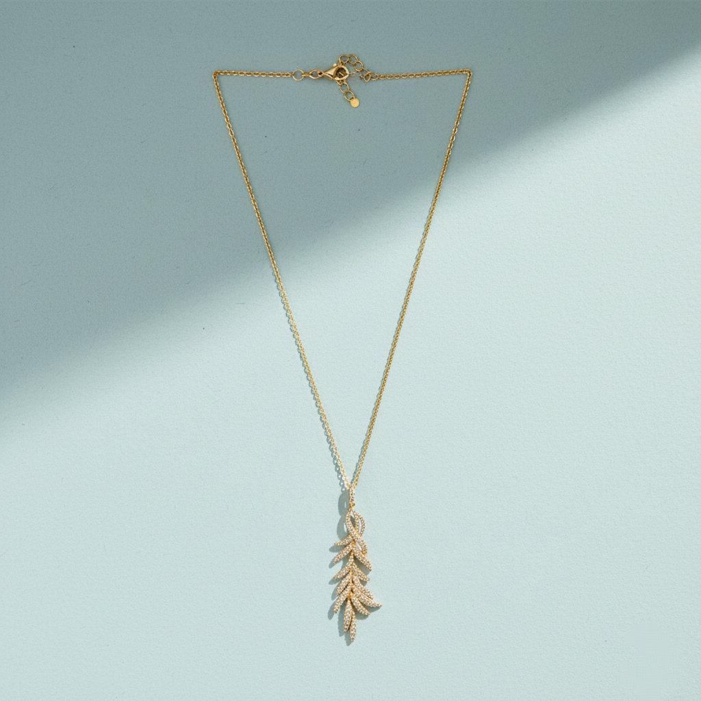 Sparkling Crystal Leaf Vine Necklace