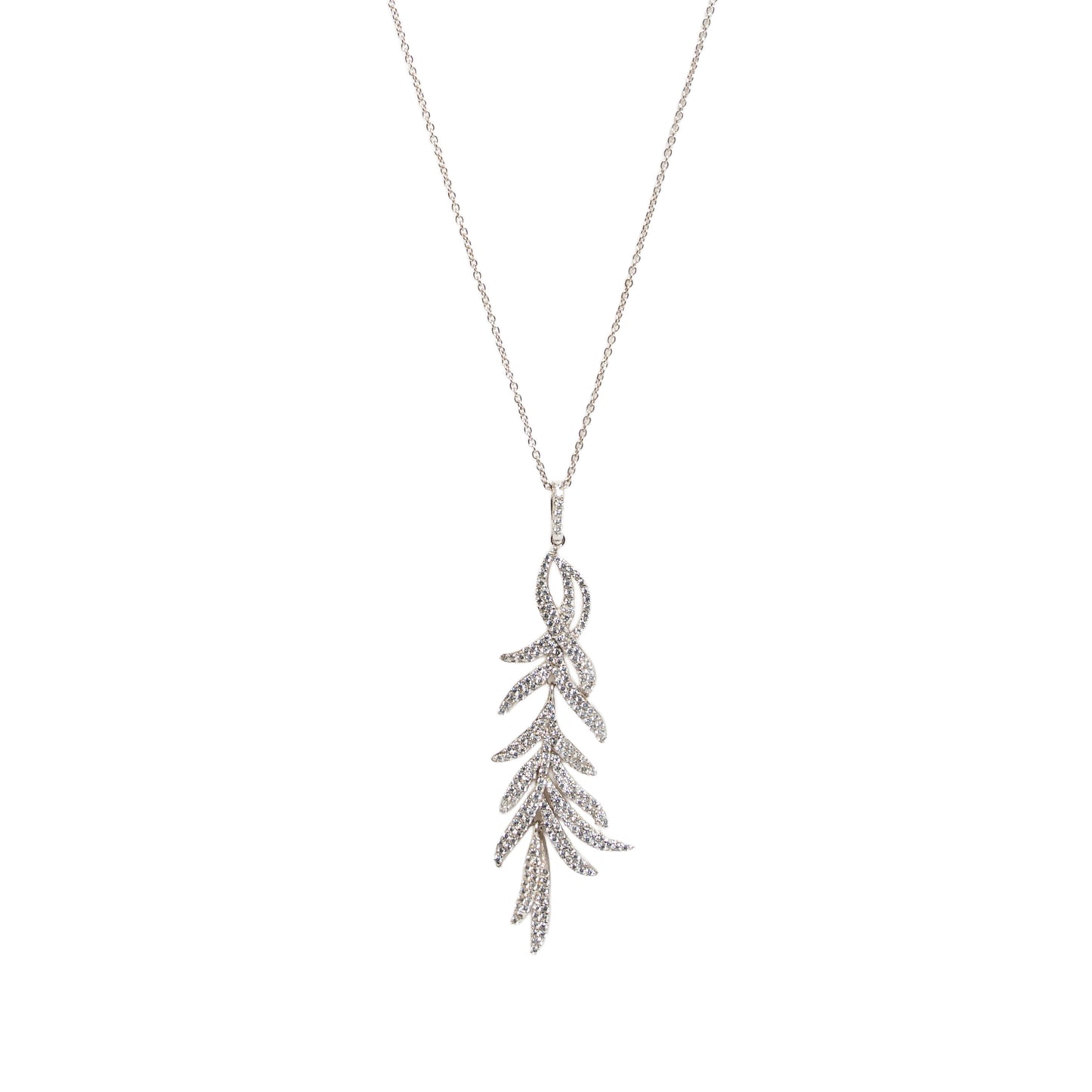 Cascading Crystal Leaf Lariat Necklace