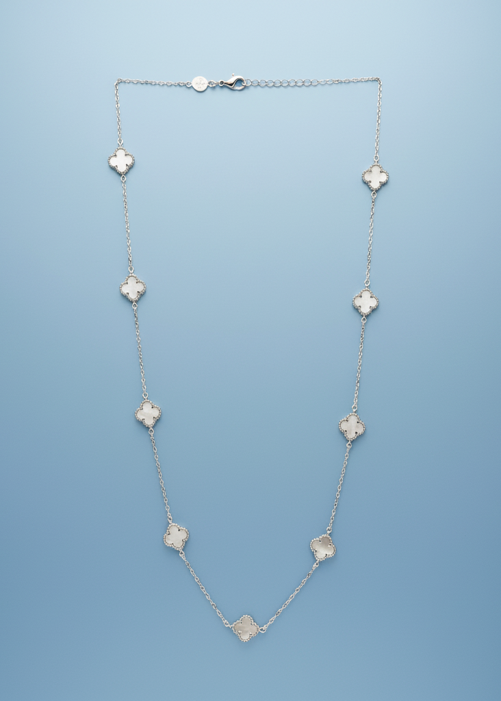 Mother of Pearl Clover Station Necklace