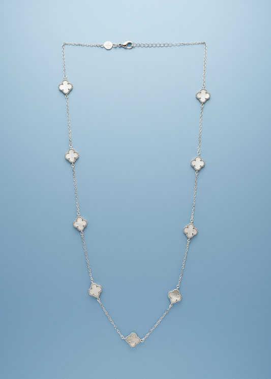 Mother of Pearl Clover Station Necklace