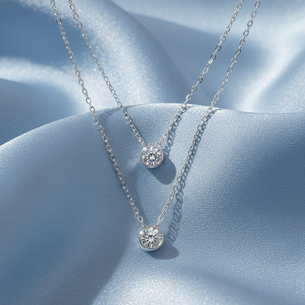Layered Solitaire Crystal Necklace