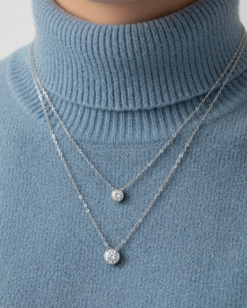 Layered Solitaire Crystal Necklace