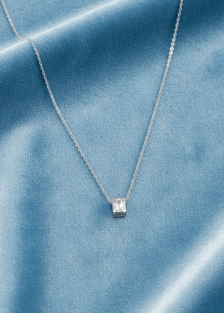 Emerald Cut Solitaire Necklace