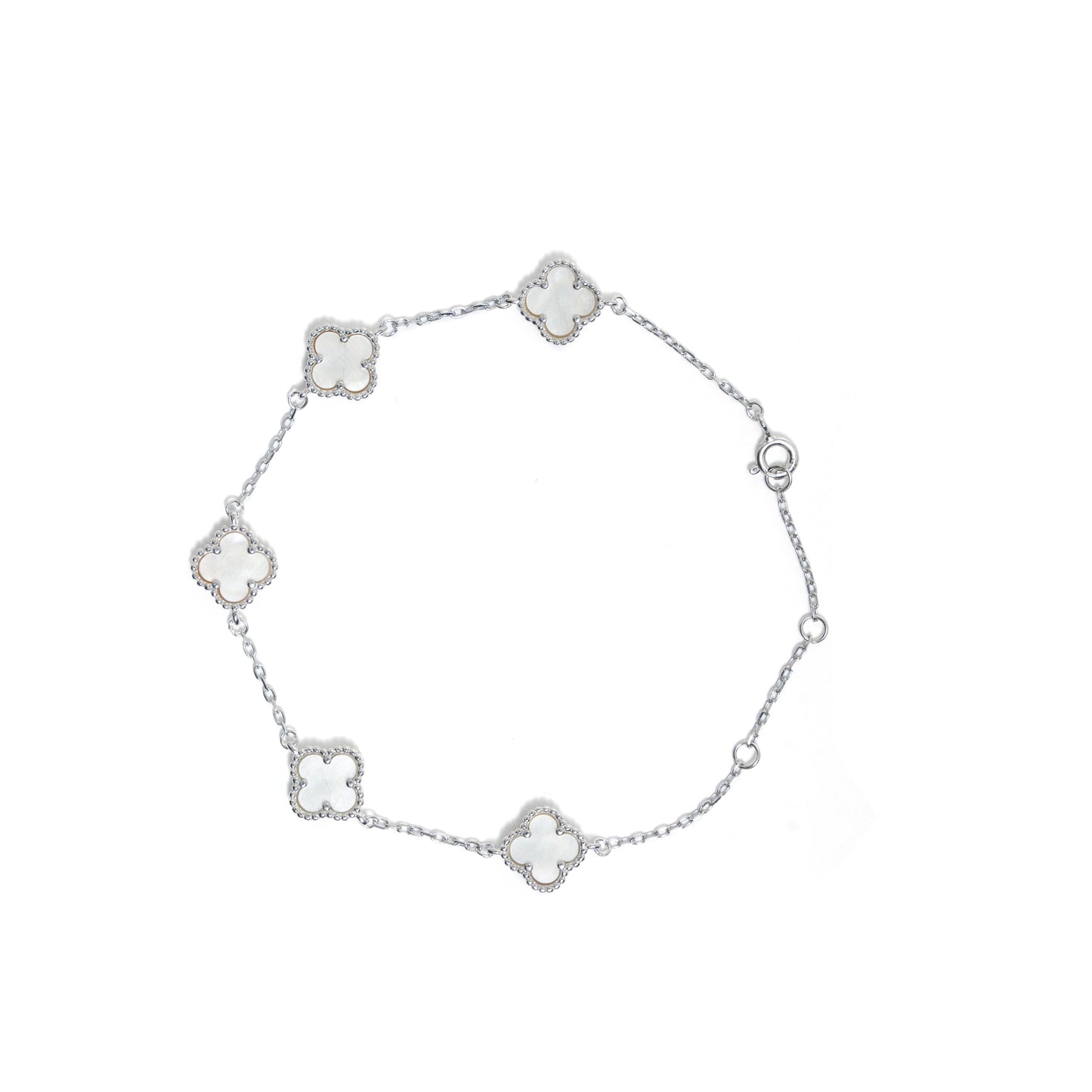 Mother of Pearl Clover Bracelet | Sterling Silver