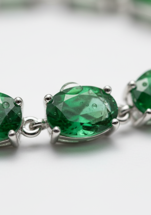 Vibrant Emerald Oval Tennis Bracelet | Sterling Silver