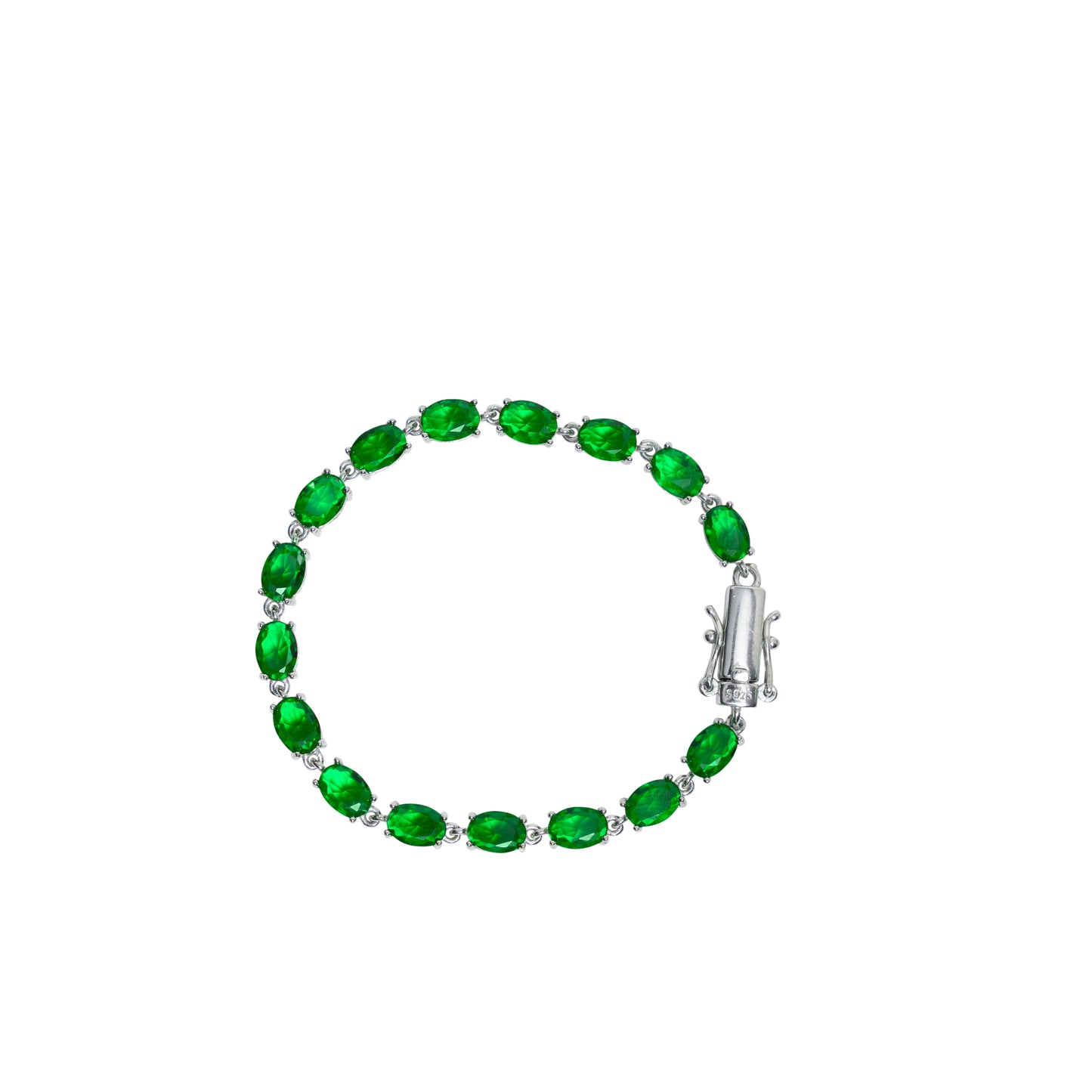 Vibrant Emerald Oval Tennis Bracelet | Sterling Silver
