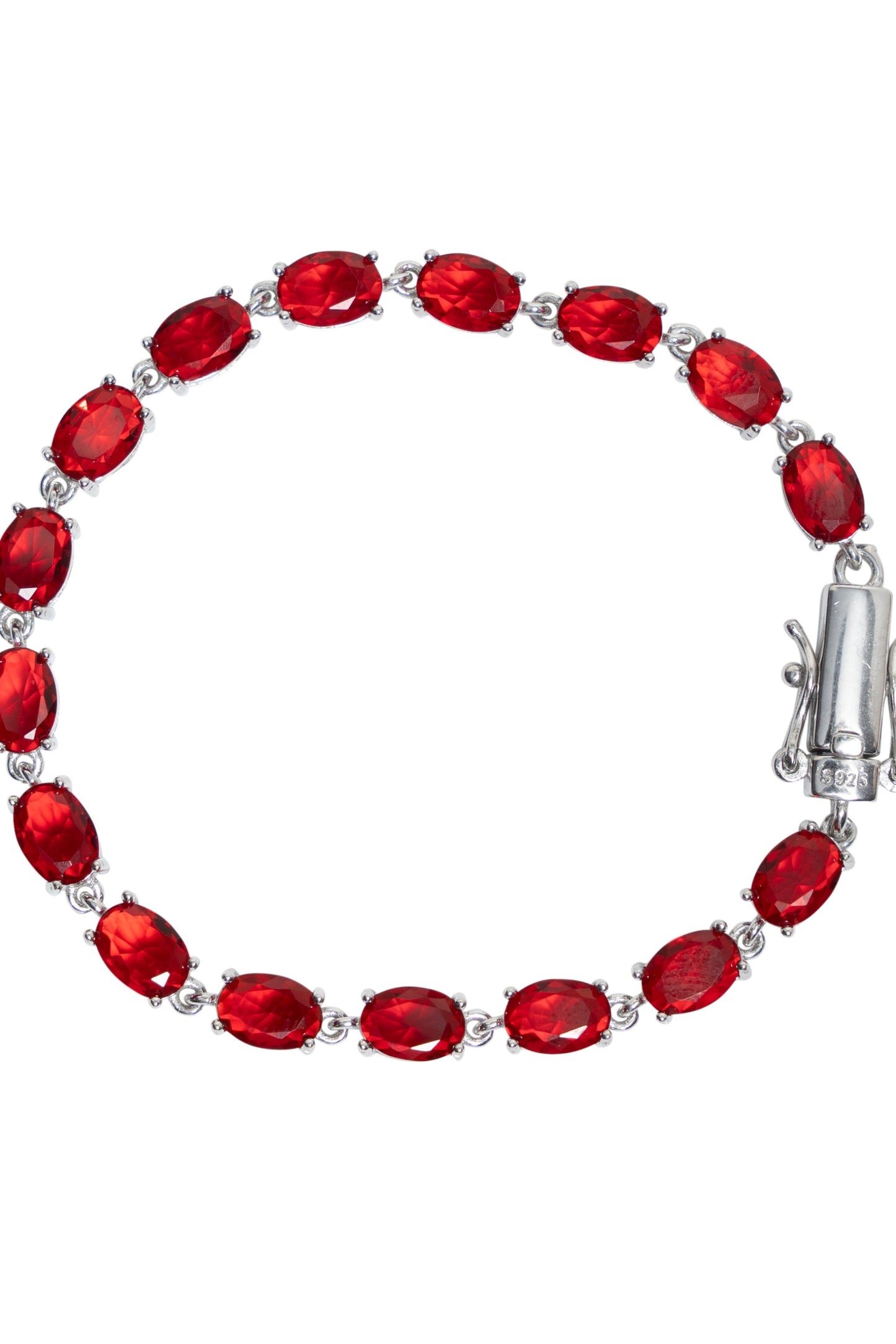 Classic Ruby Oval Tennis Bracelet | Sterling Silv