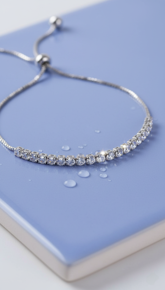 Adjustable Crystal Tennis Bracelet | Sterling Silver