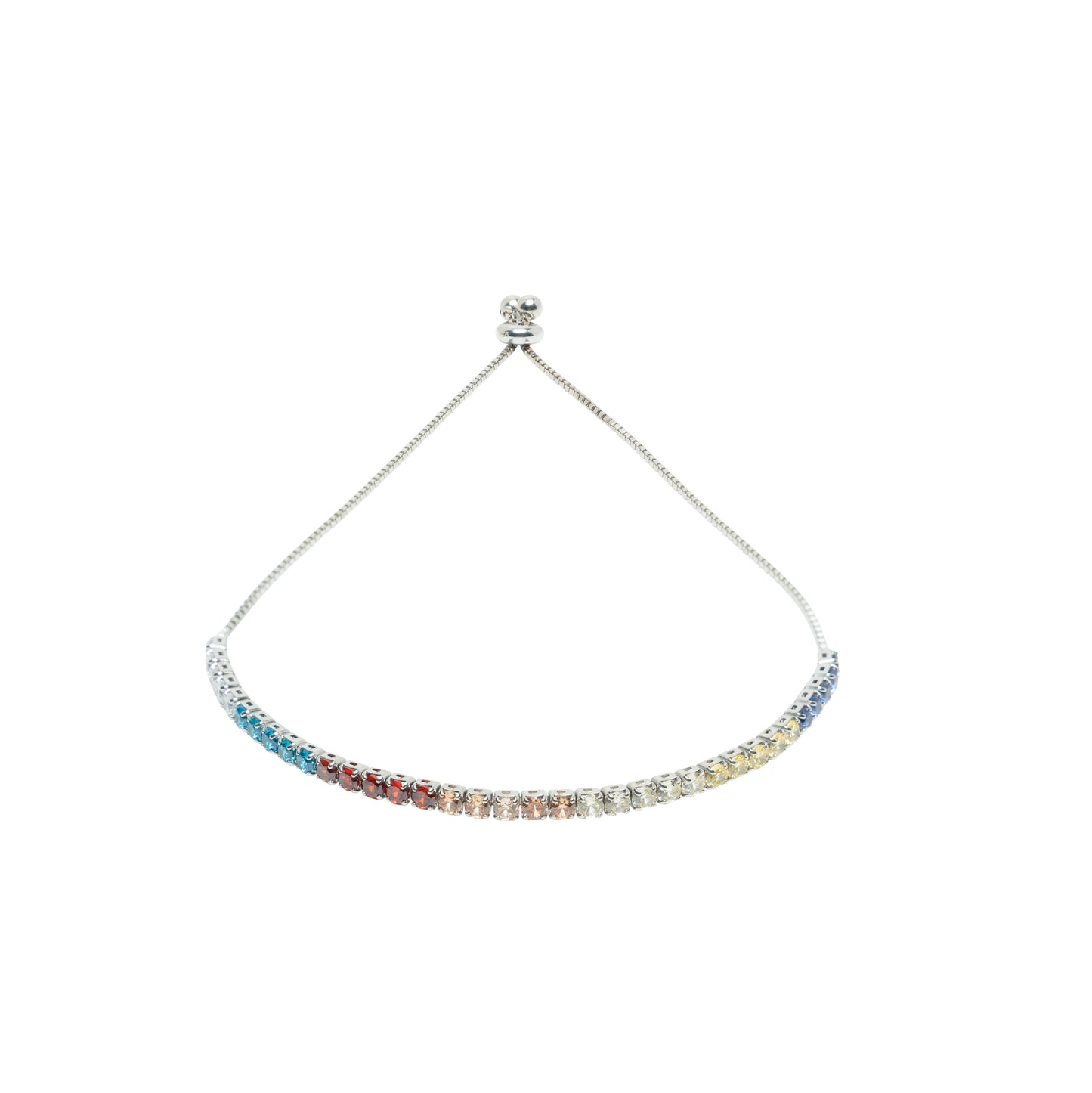 Adjustable Rainbow Tennis Bracelet | Sterling Silver