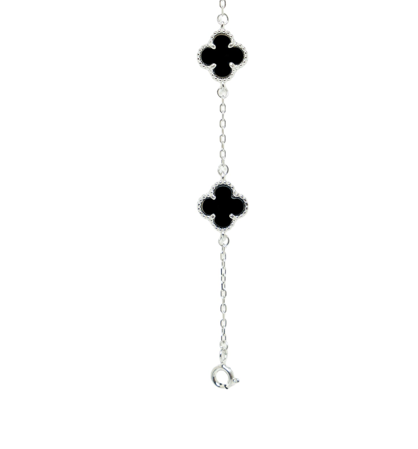 Black Onyx Clover Bracelet | Sterling Silver