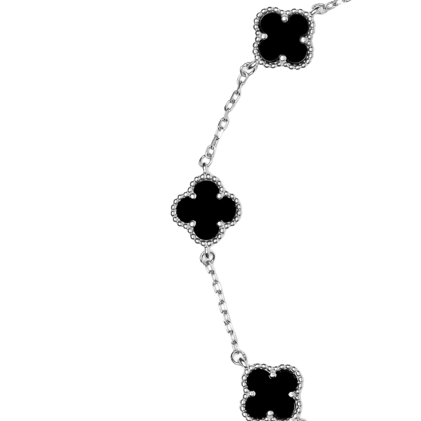 Black Onyx Clover Bracelet | Sterling Silver