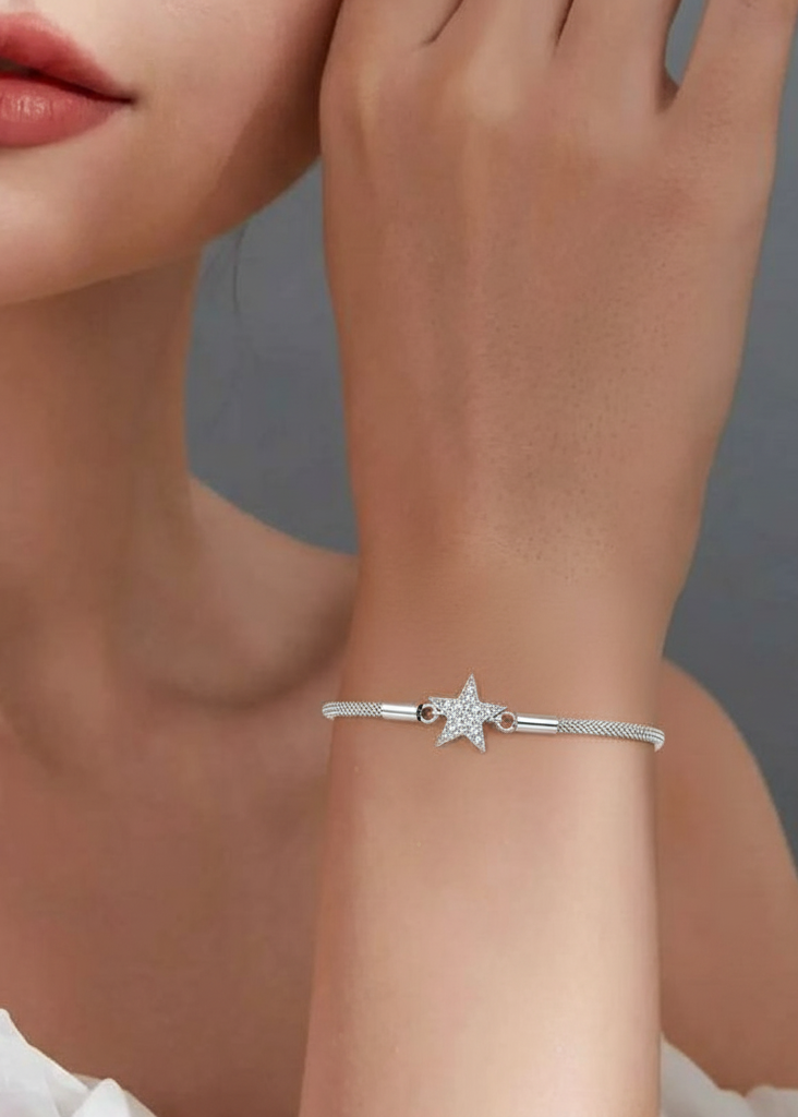 Celestial Star Mixed Chain Bracelet | Sterling Silver