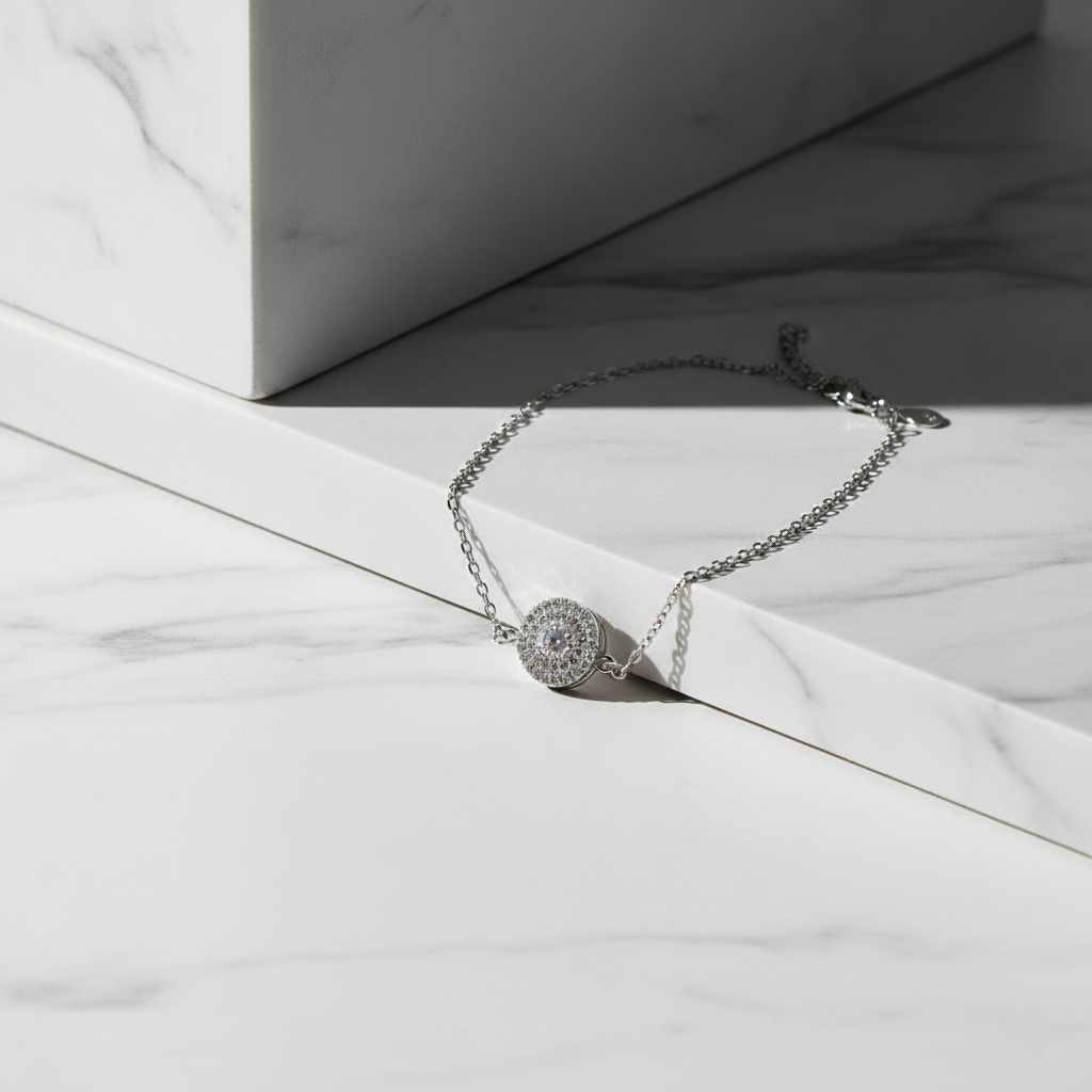 Radiant Double Halo Crystal Bracelet | Sterling Silver
