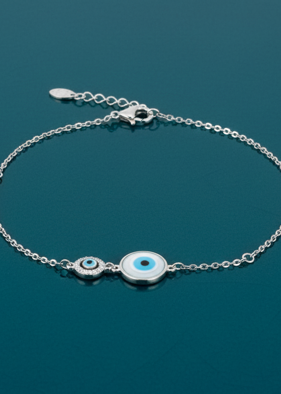 Double Evil Eye Charm Bracelet | Sterling Silver