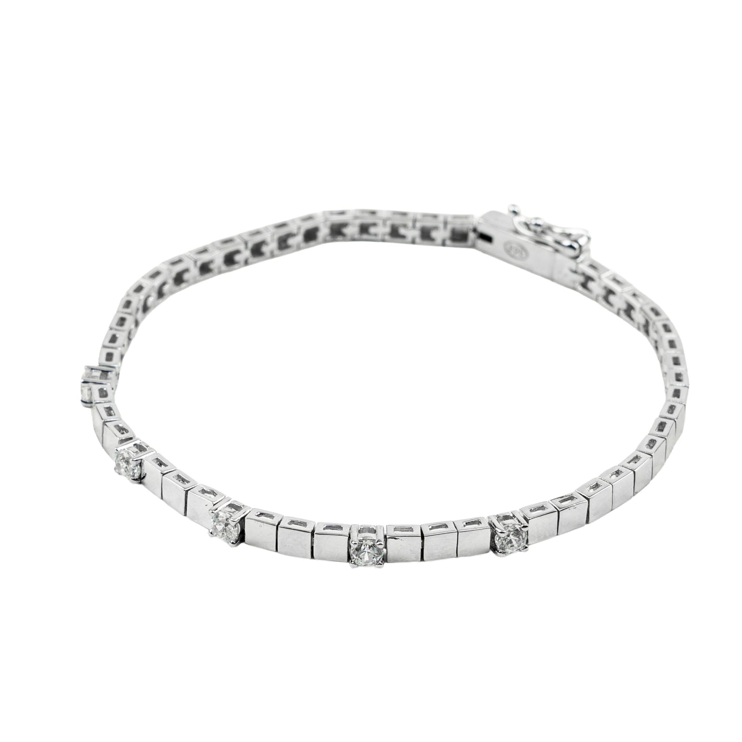 Modern Geometric Tennis Bracelet | Sterling Silver