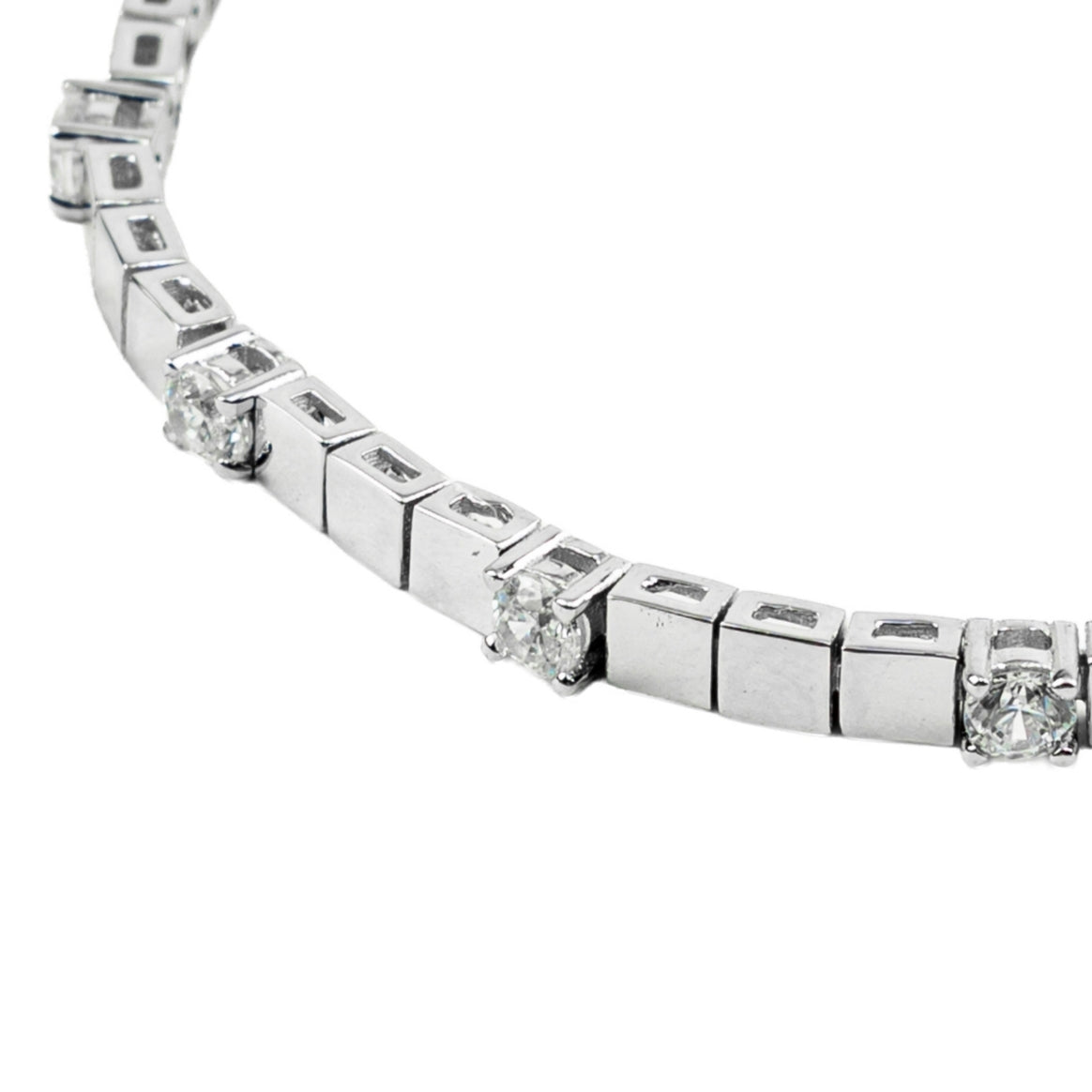 Modern Geometric Tennis Bracelet | Sterling Silver