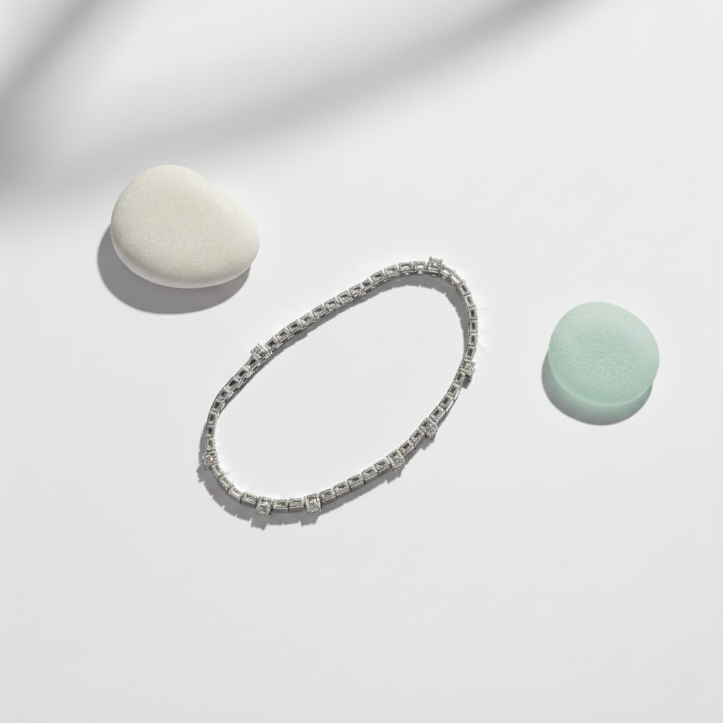 Modern Geometric Tennis Bracelet | Sterling Silver