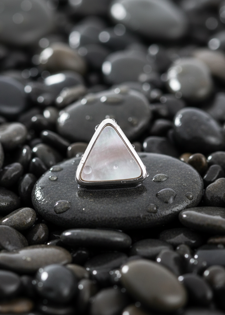 Geometric Triangle Mother of Pearl Stud Earrings | 925 Sterling Silver