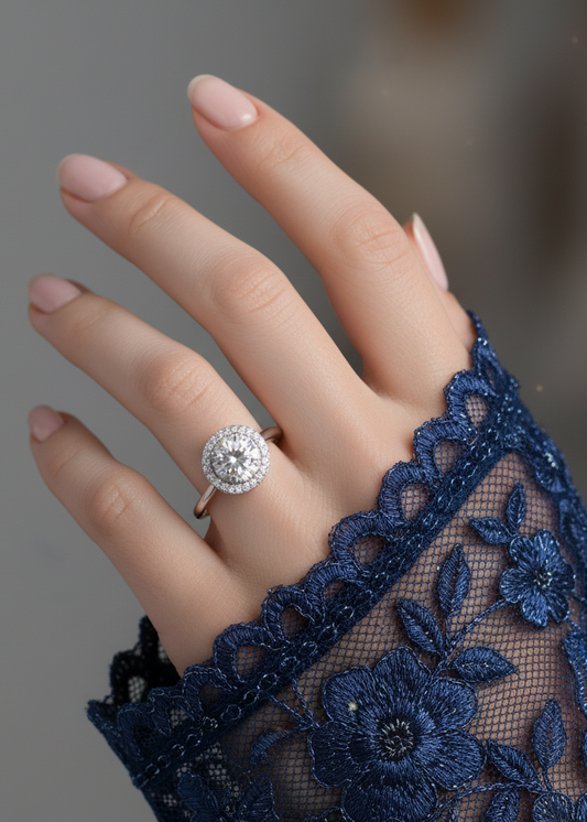 Classic Double Halo Crystal Ring | 925 Sterling Silver