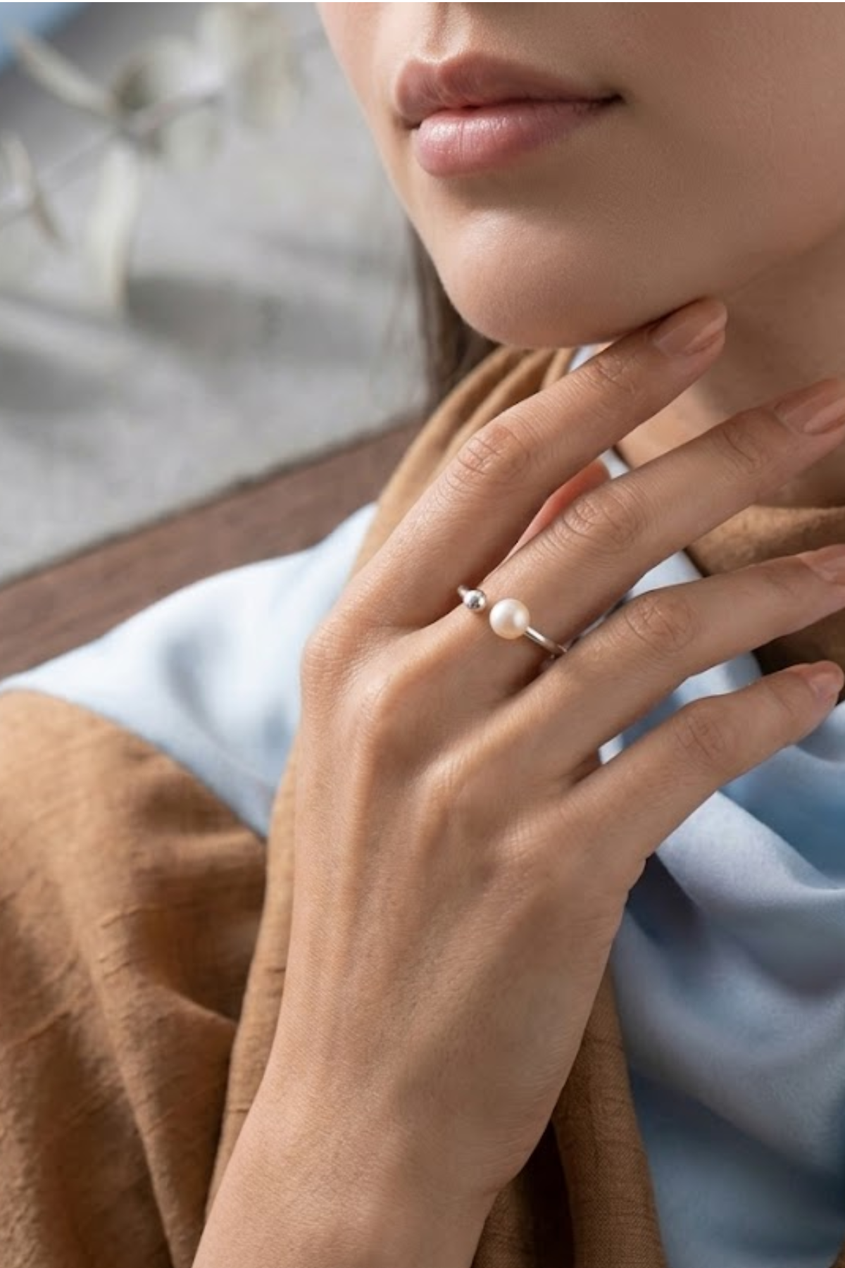 Luna Open Pearl Ring