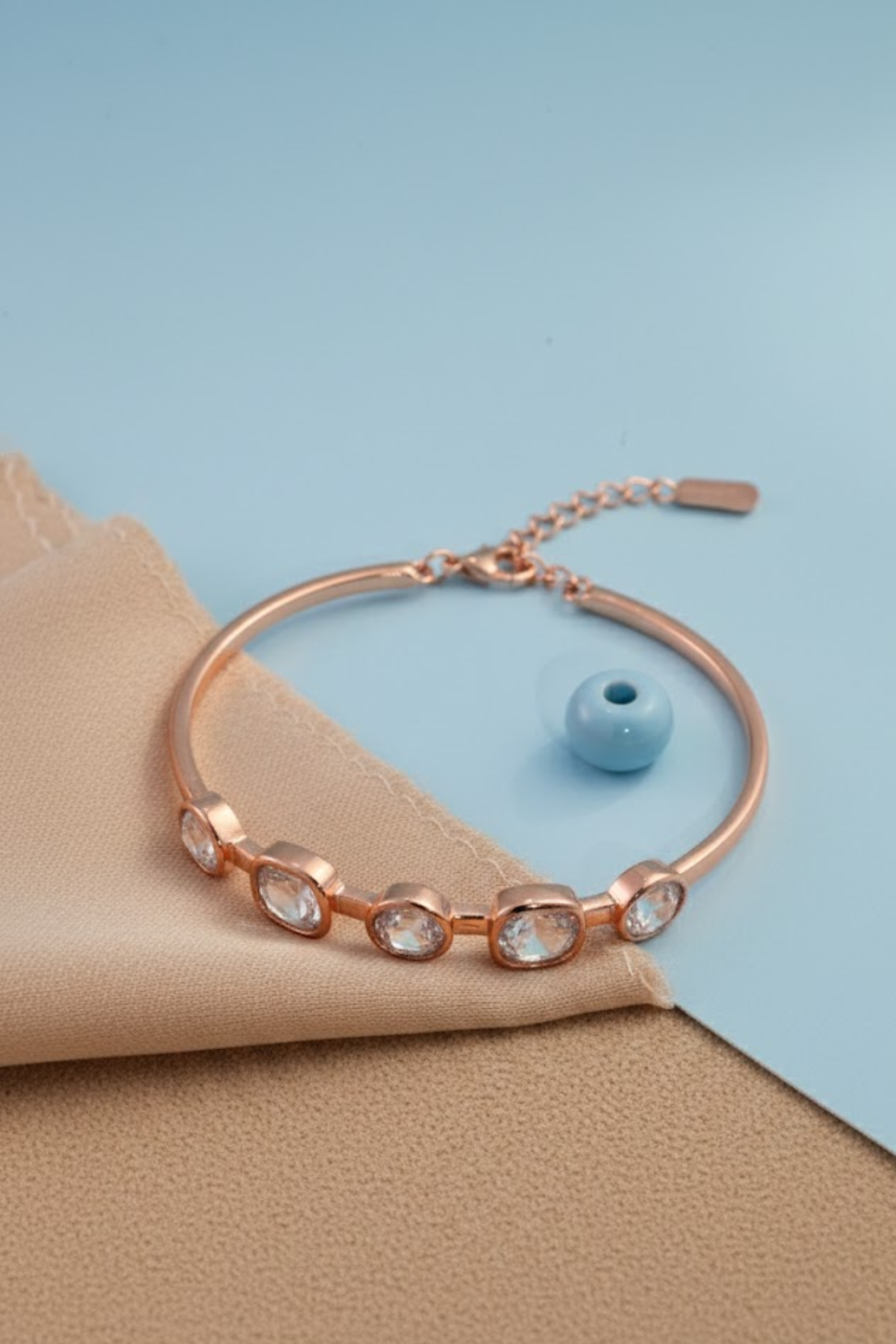 Rose Gold Five-Stone Crystal Flexi-Bangle | 925 Sterling Silver