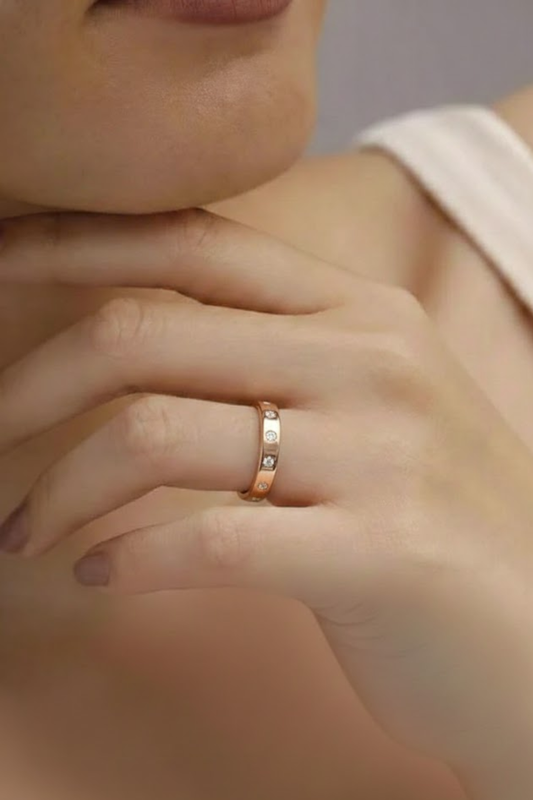 Rose Gold Flush-Set Crystal Eternity Band | 925 Sterling Silver