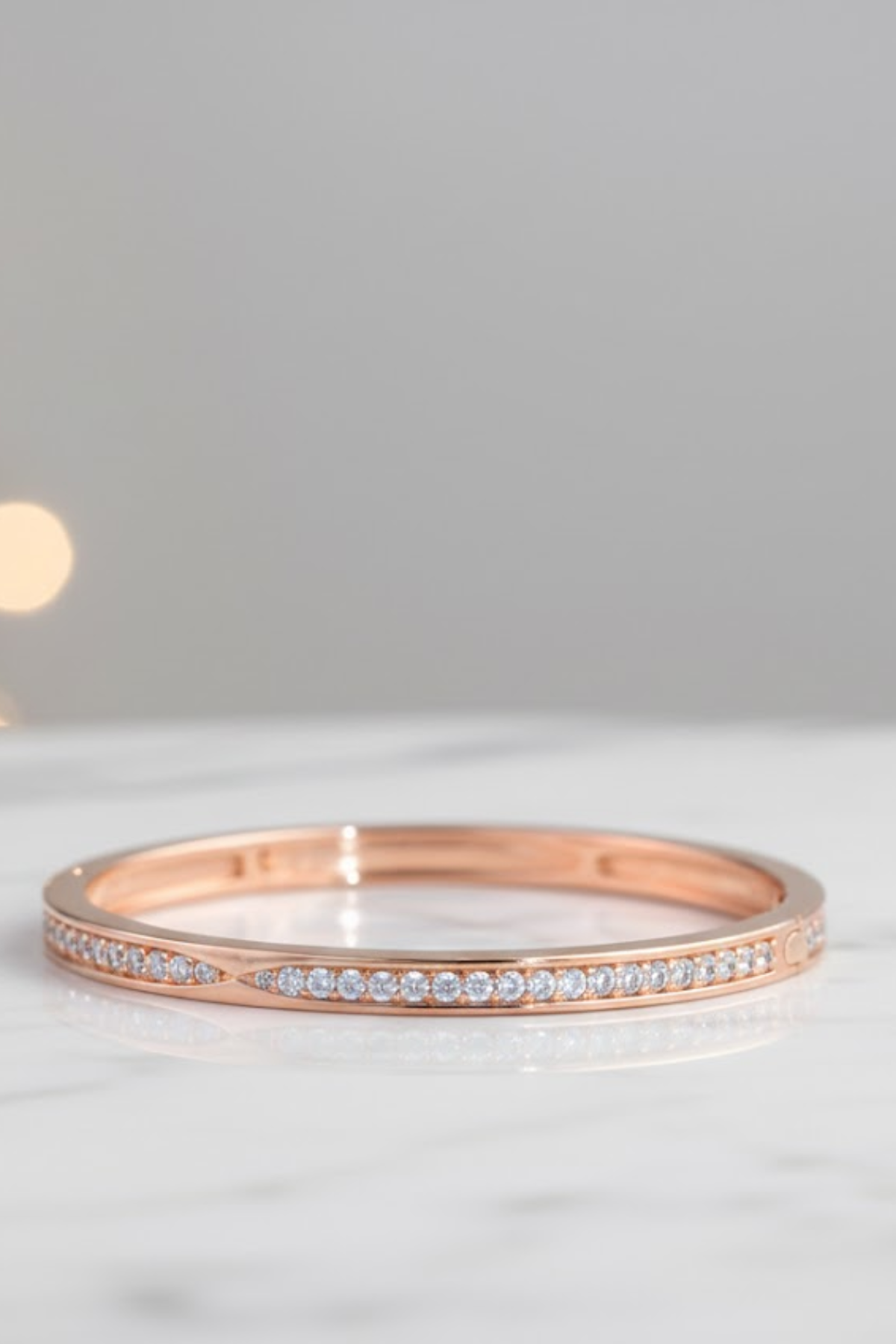 Rose Gold Sleek Crystal Eternity Bangle | 925 Sterling Silver