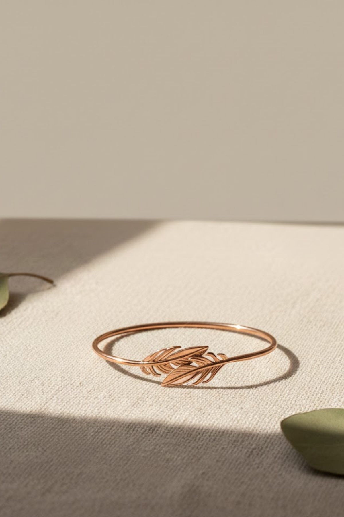 Rose Gold Twin Feather Adjustable Cuff Bangle | 925 Sterling Silver