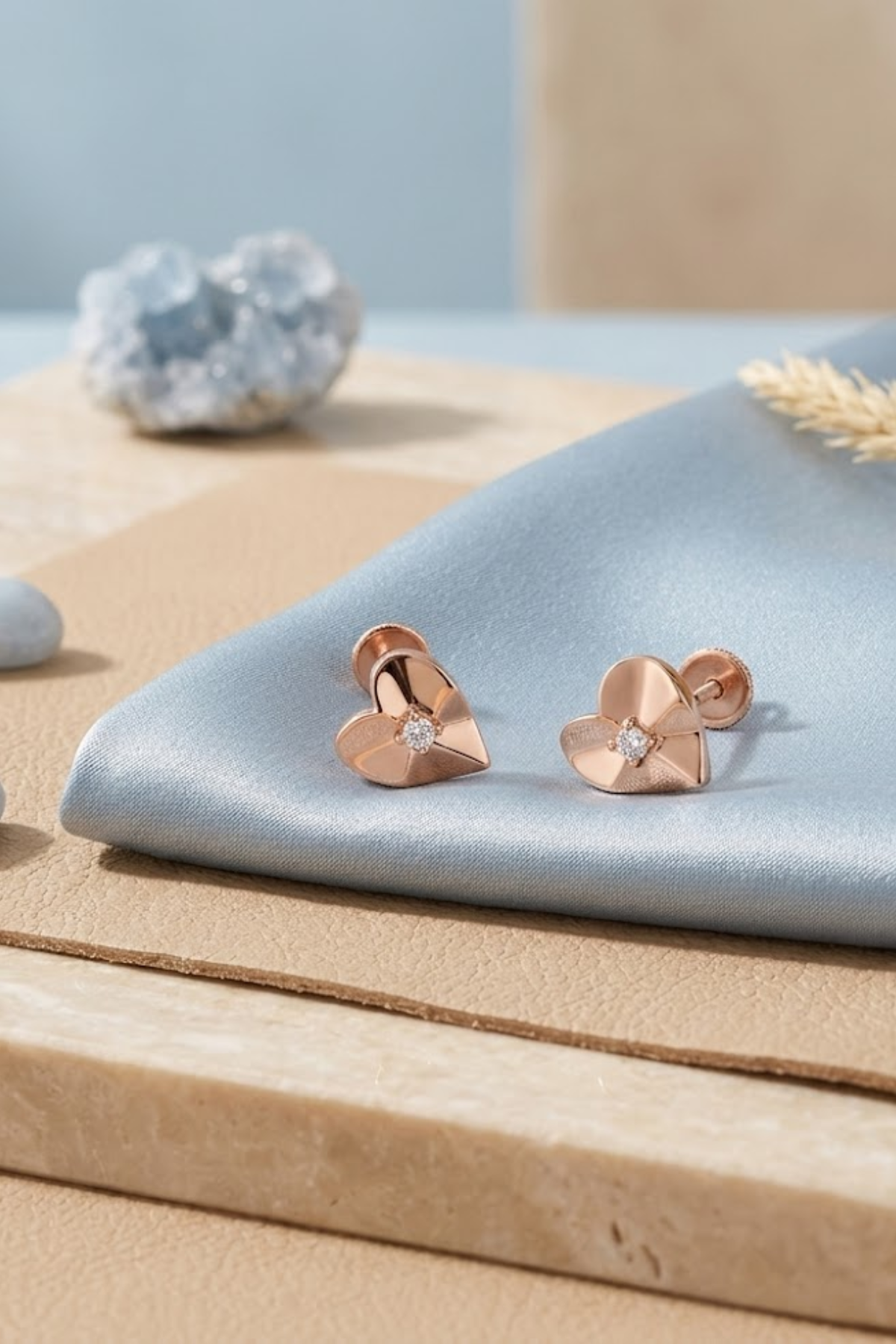 Rosé Heart Studs