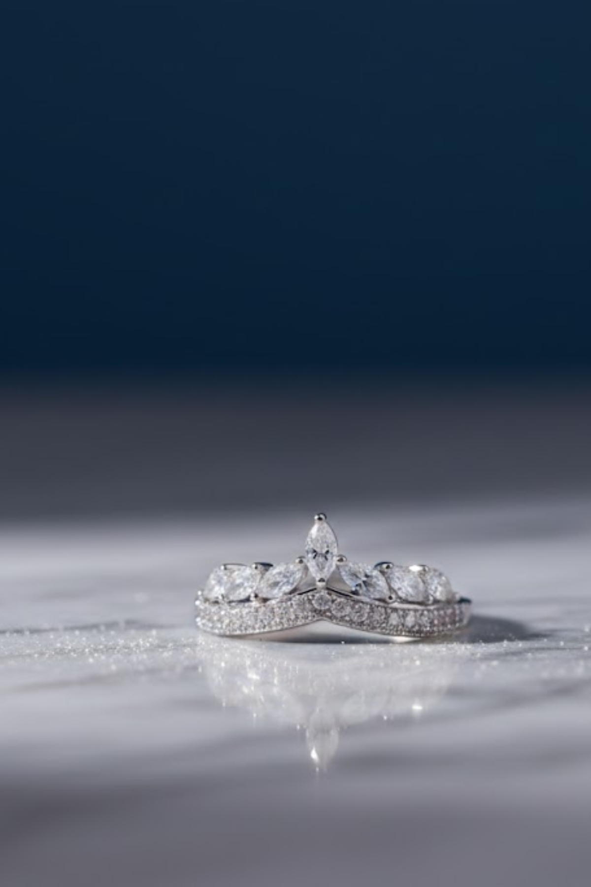Silver Crystal Tiara Crown Ring | 925 Sterling Silver