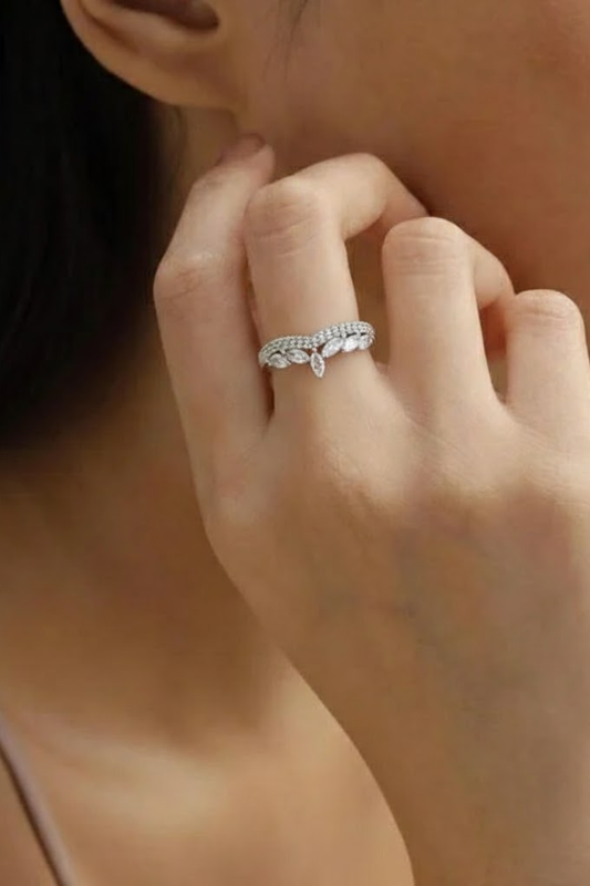 Silver Crystal Tiara Crown Ring | 925 Sterling Silver