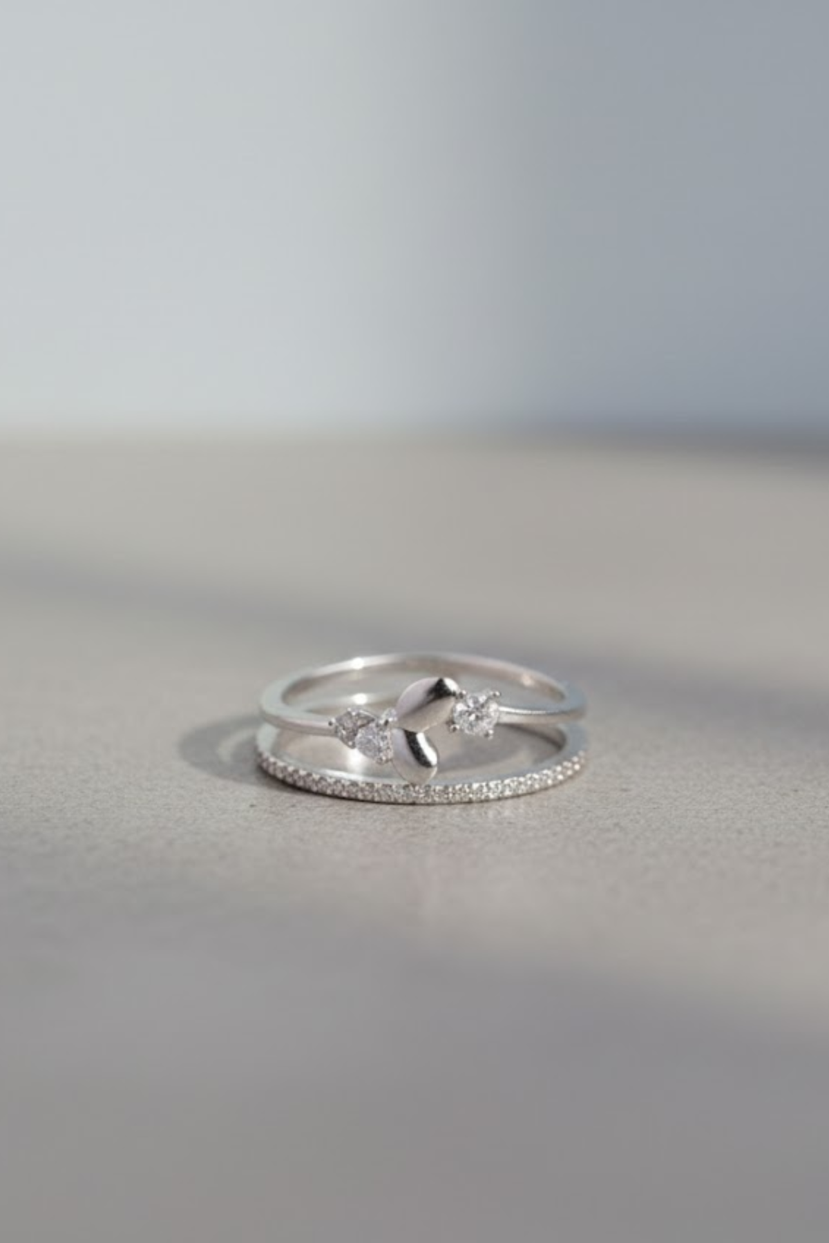 Silver Crystal & Pearlescent Butterfly Ring | 925 Sterling Silver