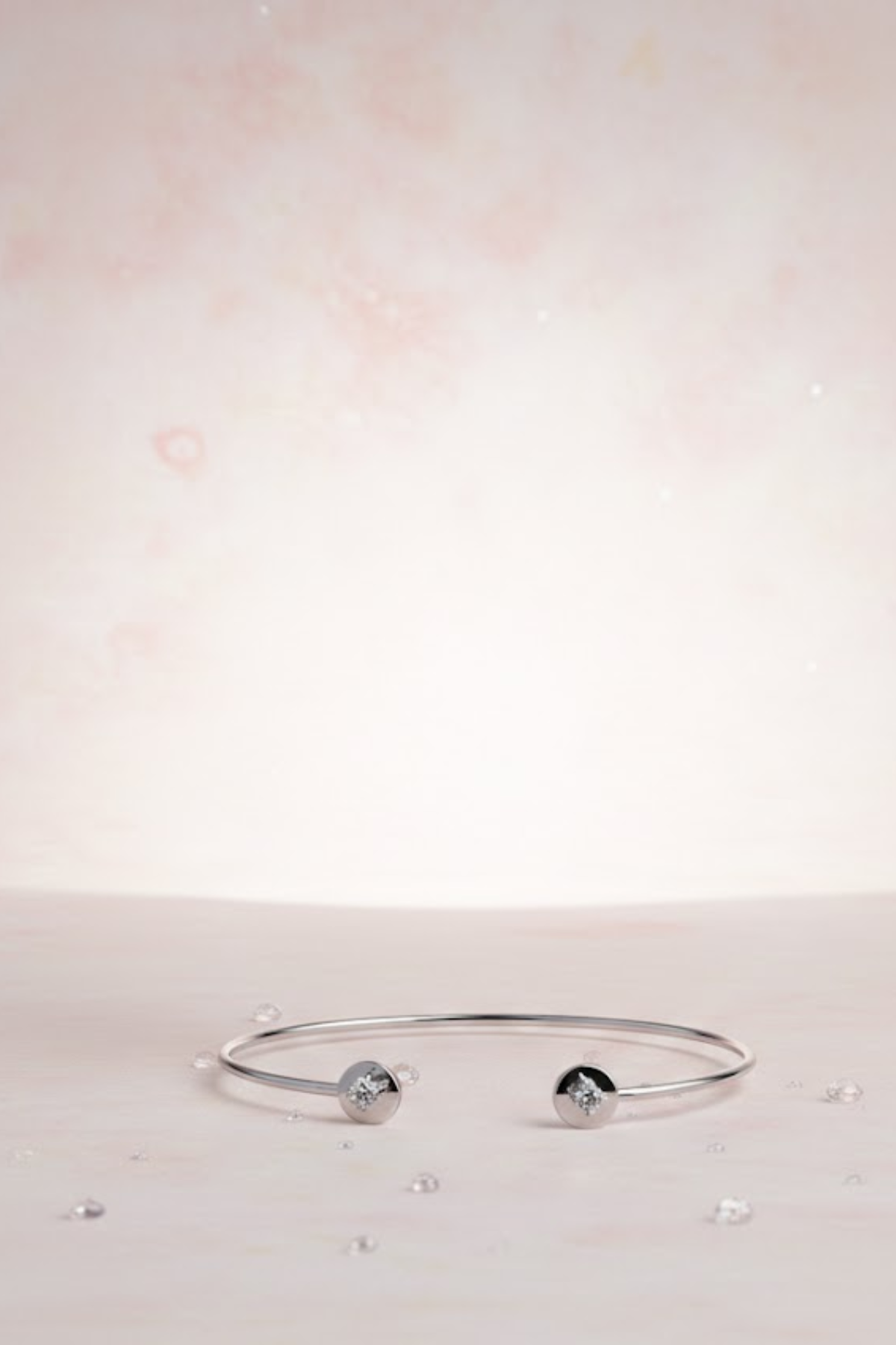 Silver Dual Solitaire Open Cuff Bangle | 925 Sterling Silver