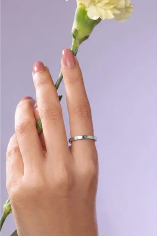 Silver Flush-Set Crystal Eternity Band | 925 Sterling Silver