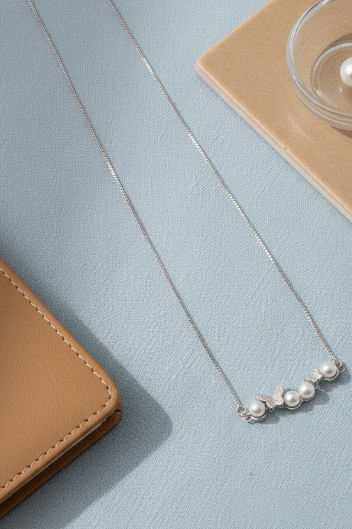 Silver Pearl & Butterfly Garland Necklace | 925 Sterling Silver