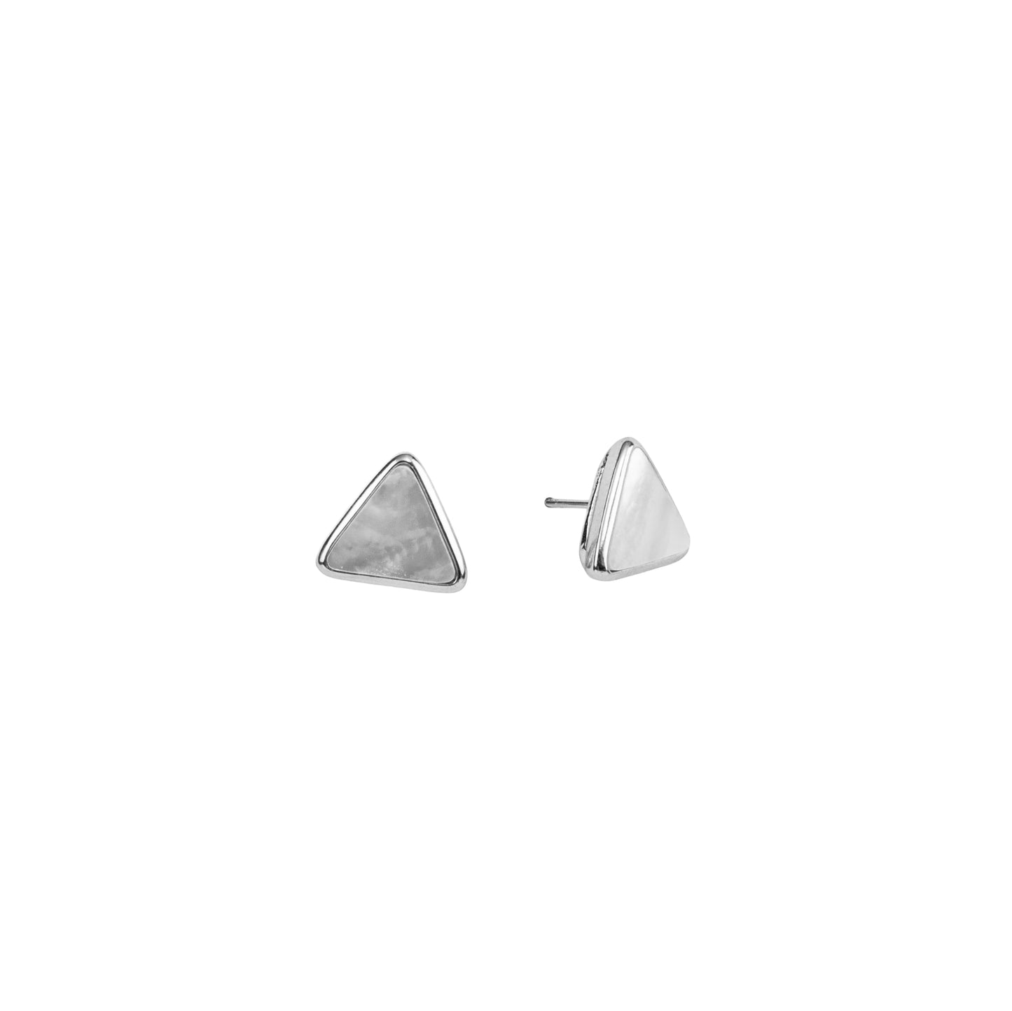 Geometric Triangle Mother of Pearl Stud Earrings | 925 Sterling Silver